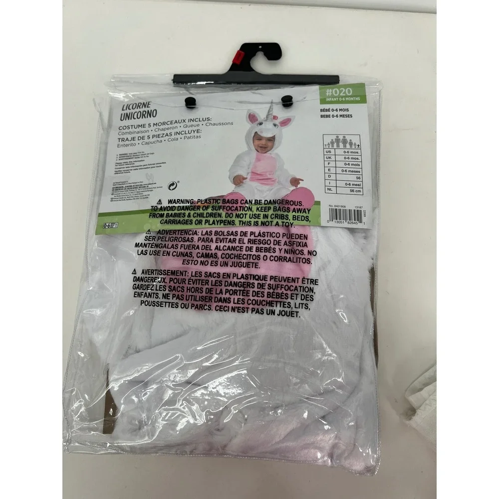 Unicorn Costume Jumpsuit Hood Tail Booties Infant Halloween‎ Cosplay 0-6 Months